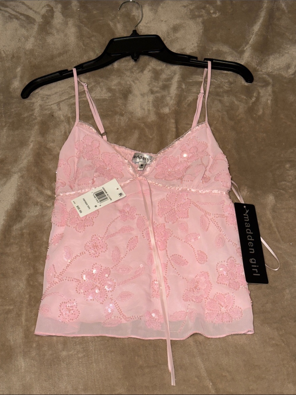 Madden Girl Light Pink Sequin Floral Sleep Cami - Picture 1 of 3